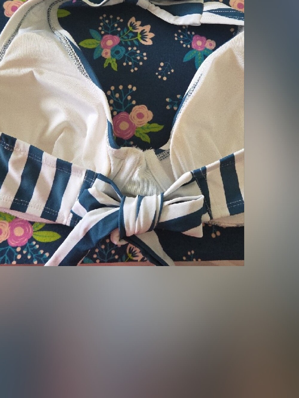 Shapermint Blue and White Striped Halter Bikini Top - Picture 4 of 6